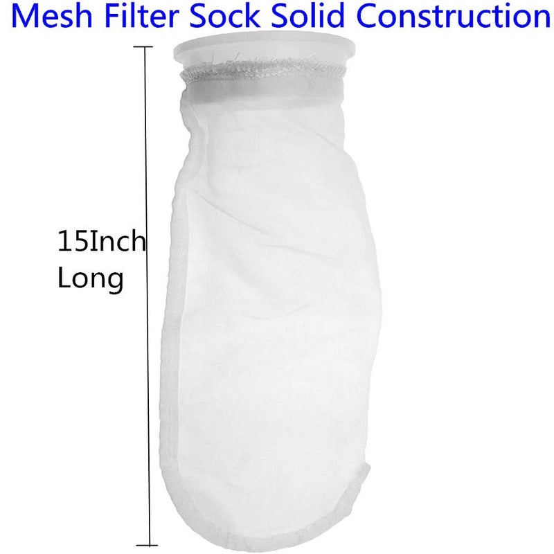 Honritone Nylon Mesh Filter Socks 4 Inch Ring 50/100 / 200/300 Micron - by 15 Inch Long â€“ Aquarium Filter Bags - 2 Pack (75 Micron - 4 x 15 Inch) - Image 3